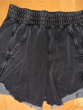 Free People Washed Charcoal Black Elastic Waist Shorts